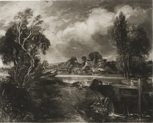 En sluss vid floden Stour, Suffolk