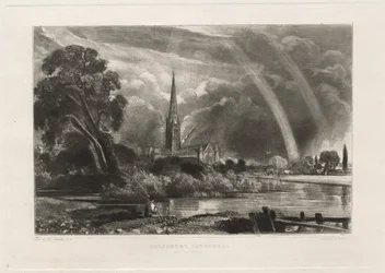 Salisbury Cathedral från Meadows Small Plate, 1855.