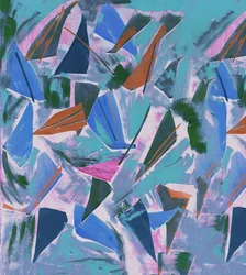 Markprov i blått, 2017, Collage på papper