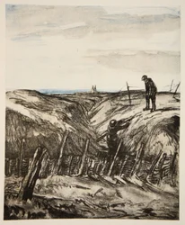 En förstörd skyttegrav, illustration från "The Western Front", utgiven av Country Life Ltd