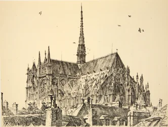 Amiens katedral, illustration från "The Western Front", utgiven av Country Life Ltd