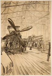 Ett flygplan på lager, illustration från "The Western Front", utgiven av Country Life Ltd