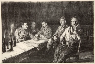 Gordon Highlander officersmäss, illustration från "The Western Front", utgiven av Country Life Ltd