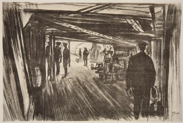 Ombord på en slagkryssare: mellan däcken, illustration från "The Western Front", utgiven av Country Life Ltd