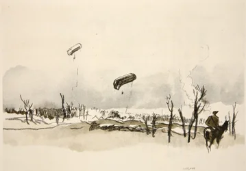 På Somme: Korvballonger, illustration från "The Western Front", utgiven av Country Life Ltd