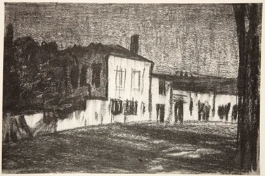 Soldatförläggningar, månsken, illustration från "The Western Front", utgiven av Country Life Ltd
