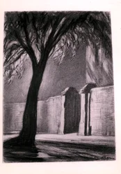 Förortsnatt, ca 1920 (kol)