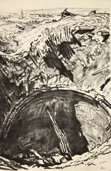 Gropen på Mouquet Farm, illustration från "The Western Front", utgiven av Country Life Ltd