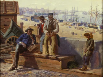 Svarta pojkar på kajen, ca 1865