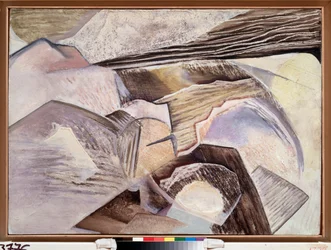 Kubistisk komposition - Målning av David Petrovich Sterenberg (1881-1948), olja på trä