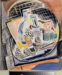 Kubistiskt stilleben - Verk av David Petrovich Sterenberg (1881-1948), pastell på papper