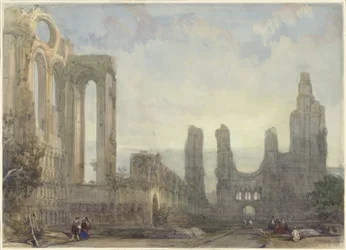 Aberbrothwick Abbey ruiner på natten