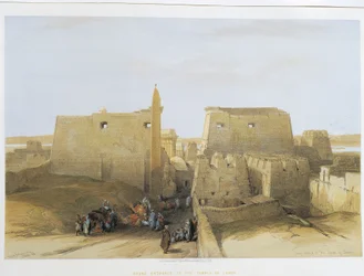 Egypten, tempel i Luxor, gravyr av David Roberts