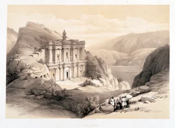 El Deir, Petra, teckning gjord 1839-03-08 i "" Det heliga landet", London-1849