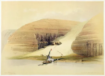 Utgrävt tempel i Abu Simbel, Nubia, Egypten, c1845