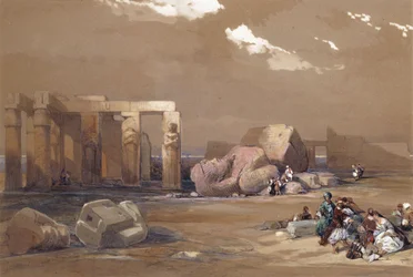 Fragment av de stora kolosserna vid Memnonium, Thebe, 1838