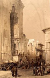 Stora ingången till Sultan Hasans moské, från "Egypten och Nubia", Vol.3 (litho)