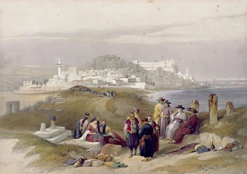 Jaffa, det antika Joppe, 16 april 1839, plansch 61 ur band II av «Det heliga landet», graverad av Louis Haghe (1806-85), utgiven 1843