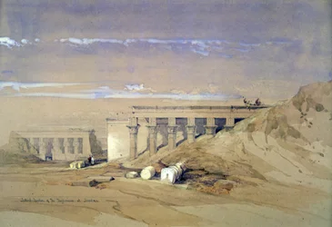Lateral Elevation of the Thyphonium at Dendera": litografi efter akvarell av David Roberts (1796-1864) skotsk konstnär. Forntida Egypten Arkeologi