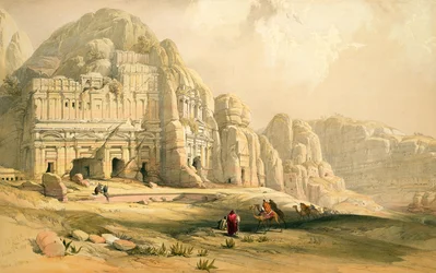Petra, 8 mars 1839, platta 96 från volym III av "The Holy Land", graverad av Louis Haghe (1806-85), publicerad i. 1849