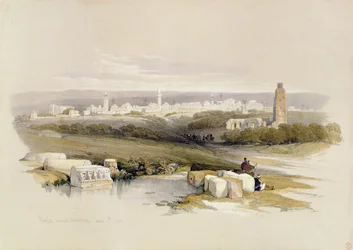Ramla, från "Det heliga landet", graverat av Louis Haghe (1806-85), 1839