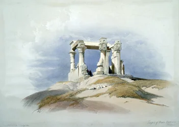 Templet i Wady Kardassy, Nubien", akvarell. David Roberts (1796-1864) skotsk konstnär och orientalist. Forntida Egypten Arkeologi Religion Mytologi Ruin