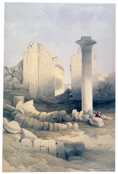 Dromos eller Central Hall of the Great Temple of Amun, Karnak, 1800-talet