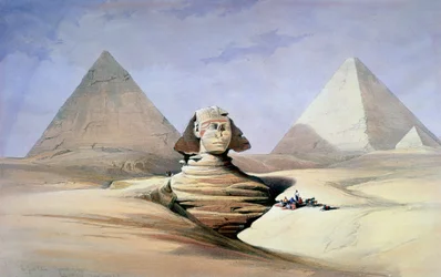 Den stora sfinxen och pyramiderna i Giza, 1838-1839