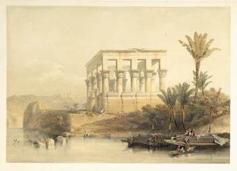 Det hypetrala templet i Philae, kallat faraos bädd, plansch 65 ur band II av ”Egypten och Nubien”, graverad av Louis Haghe (1806-85), utgiven 1849