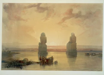 Memnon-kolossen vid Thebe under en översvämning