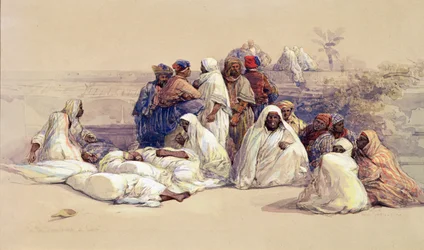 Slavmarknaden, Kairo, ca 1838 (blyerts  akvarell på papper)