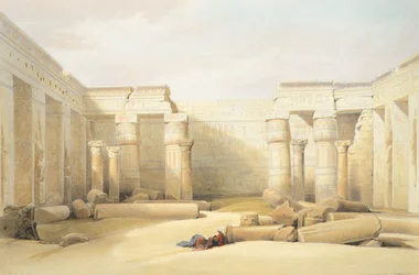 Templet av Medinet Abu i Tebe, av David Roberts, gravyr