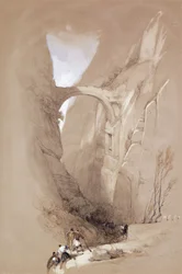 Triumfbågen som korsar ravinen som leder till Petra, 1839