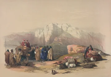 Arons grav, från "Det heliga landet", graverat av Louis Haghe (1806-85)