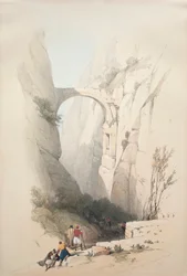 Triumfbåge som korsar ravinen som leder till Petra, 1839.
