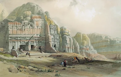 Utsikt över ruinerna i Petra, Jordanien