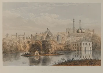 Vy över den stora Iman Barra och Roome Durwaza, Lucknow (litografi)