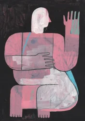 Svart och blå 2, 2023 (blandad färg på papper)