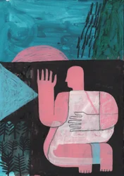 Black And Blue 4, 2023 (blandfärg på papper)