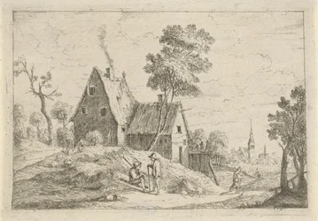 Landskap med ett hus