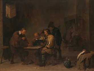 Spelarna Män som tärningar på en krog