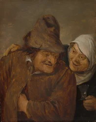 Två bönder med ett glas vin, ca. 1645.