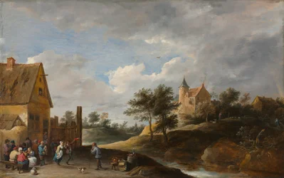 Landskap med bönder som dansar, ca. 1645-1650.
