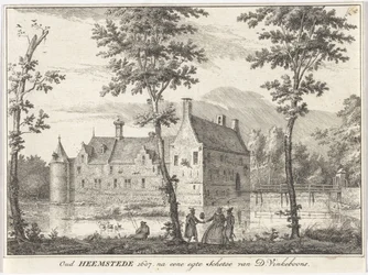 Utsikt över Gamla Heemstede Oud Heemstede 1607. efter en riktig skiss av D. Vinkeboons (titel på objekt)