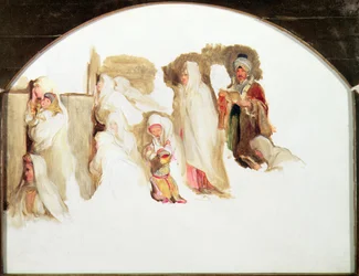 Jews Wailing (oavslutade) (olja och akvarell på papper)