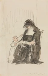 Nunna läser för ett barn, 1835.