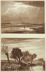 An Effect after a storm... and Transient Effect, View in Battersea Marsh, illustrationer från A Treatise on Landscape and Effect in Water Colours, 1841 (akvatint)