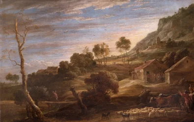 Landskap med bönder som driver boskap, ca 1670-90 (olja på duk)