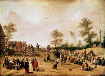 Bondefest eller kittelfest nära Antwerpen Målning av David Teniers den unge (1610-1690) 1643 Sön. 90x125 cm London, National Gallery