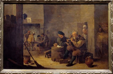 Rökning på ett härbärge. 1600-tal. Sol. 0,4 x 0,62 m. Madrid, Pradomuseet